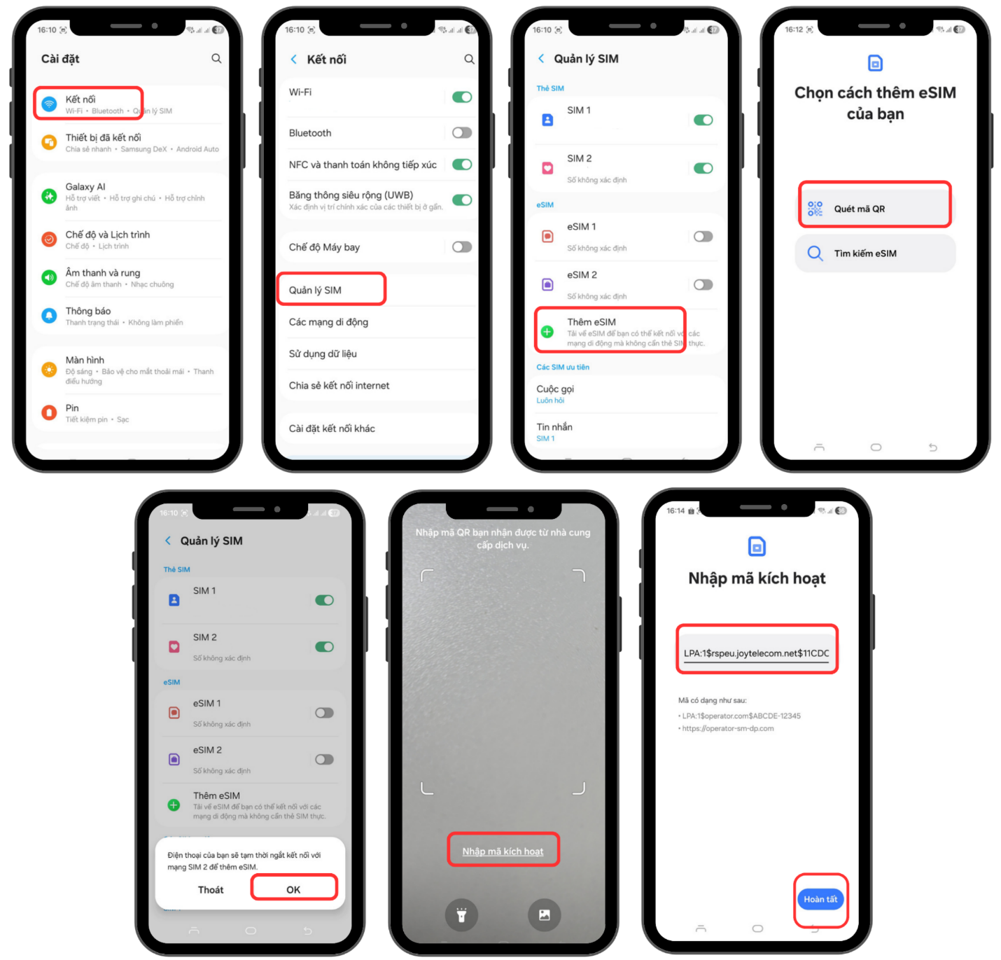 Nhập mã kích hoạt eSIM thủ công trên Android