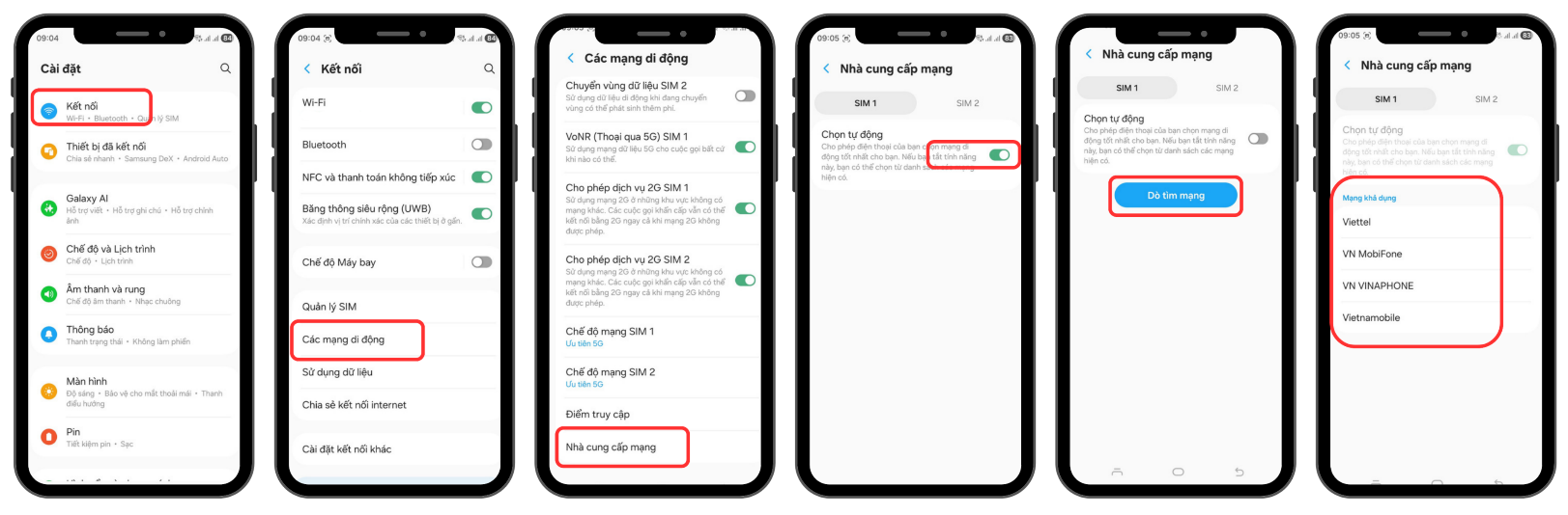Chọn mạng thủ công trên Android