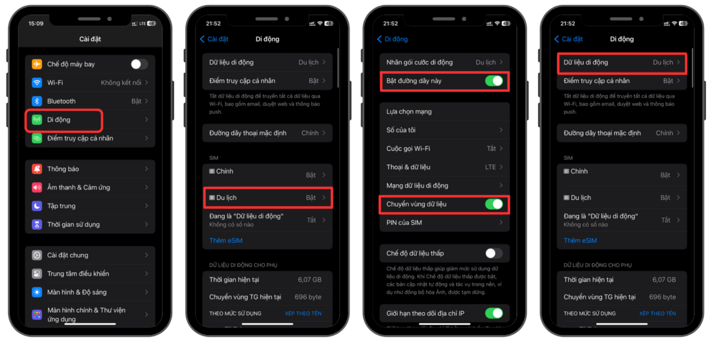Kiểm tra chuyển vùng dữ liệu trên iPhone